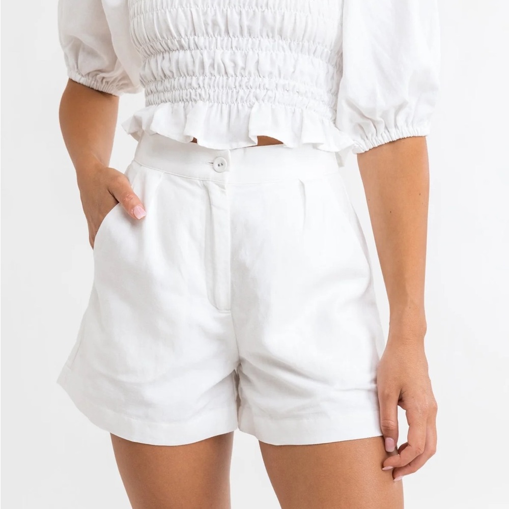 Rhythm Eddie White Linen Shorts